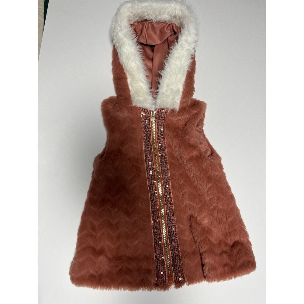 Hooded Vest girls size 2T sequins super soft